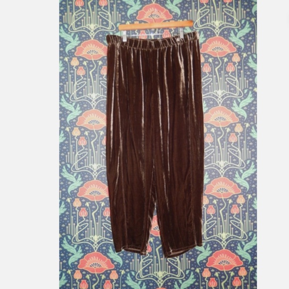 Eileen Fisher Velvet Pants Brown Wren Lantern Ankle Nwt L - Picture 4 of 7